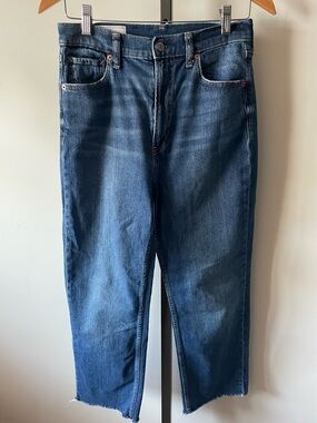 GAP Loose High Rise Denim Jeans Raw Hem Medium Wash Size 27/4